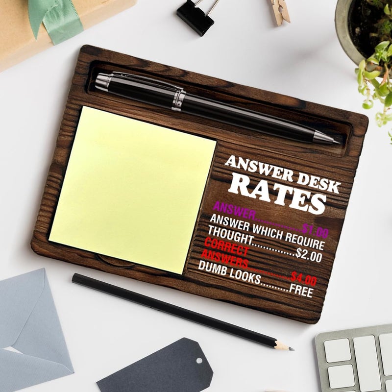QODMGD Funny Office Sticky Note Holder Humor Gag Gifts for Coworkers Boss, Answer Desk Rates Post It Note Dispenser for Office Cubicle Desk Decor - Image 4